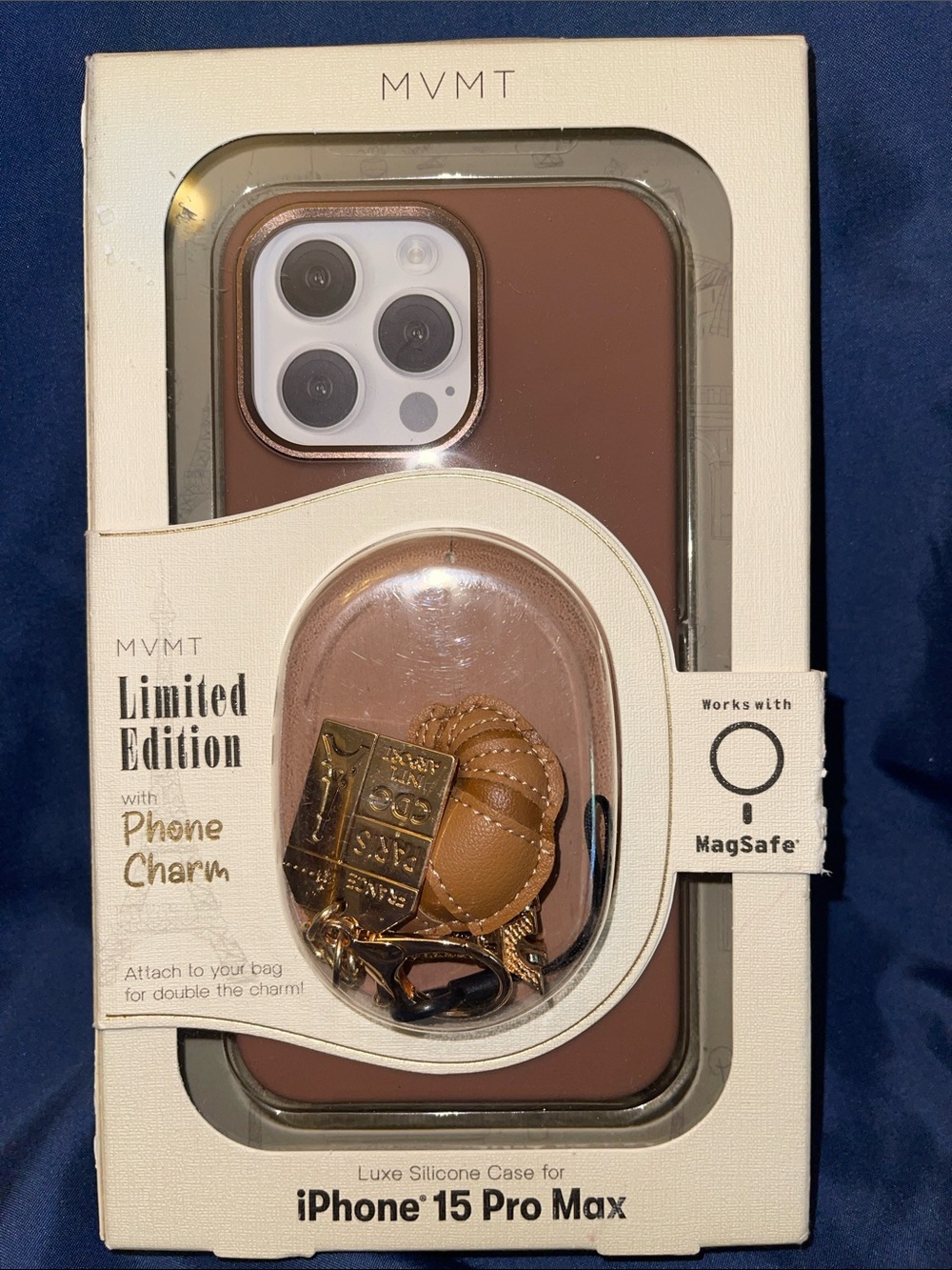 MVMT Bronze Silicone iPhone 15 Pro Max Case with Detachable Charm